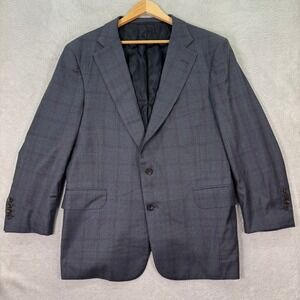 Leonard Logsdail Bespoke Mens 42S Gray Windowpane Wool Sport Coat Custom Fit EUC